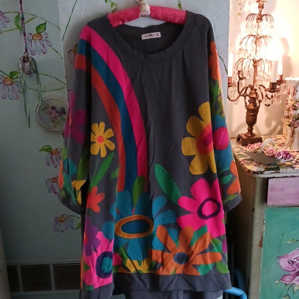 Pink and Yellow Floral Boxy Tunic
